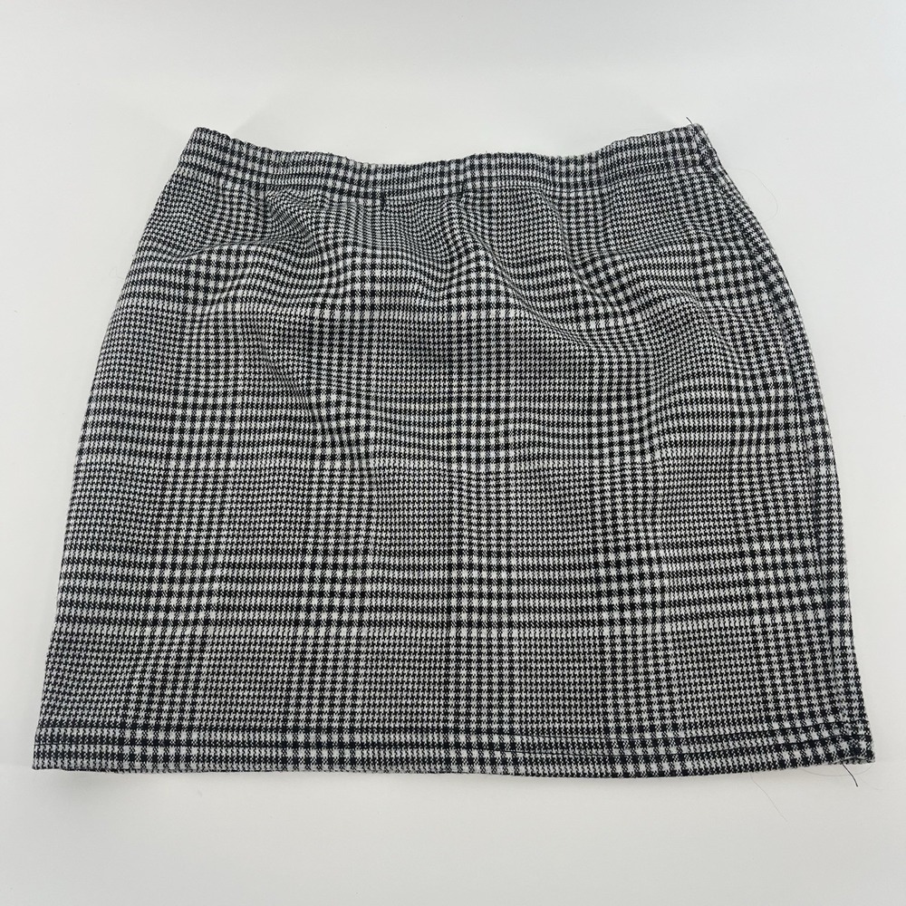 Zaful 80's 90's y2k Plaid Mini Skirt Pencil Skirt Houndstooth‎ Black White